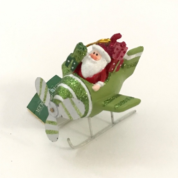 KURT ADLER Santa Ornament Whimsical Christmas Ornament Flying Plane NWT - Picture 14 of 15